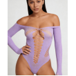Love In Leather LIN009 Rhinestone Bodysuit One Size - Lilac Love In Leather LIN009 Rhinestone Bodysuit One Size - Lilac